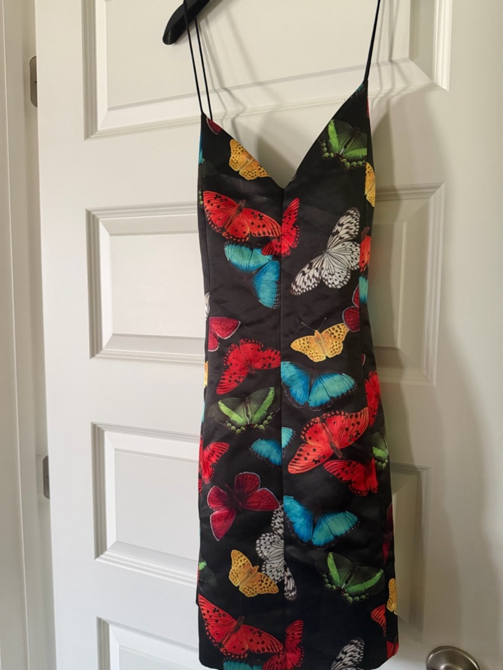 Alice + Olivia Black Butterfly Print Midi Dress